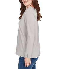 Ruby Rd. Luxe Rib Knit V-Neck Long Sleeve Popover Top