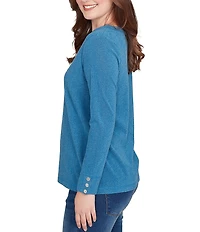 Ruby Rd. Luxe Rib Knit V-Neck Long Sleeve Popover Top