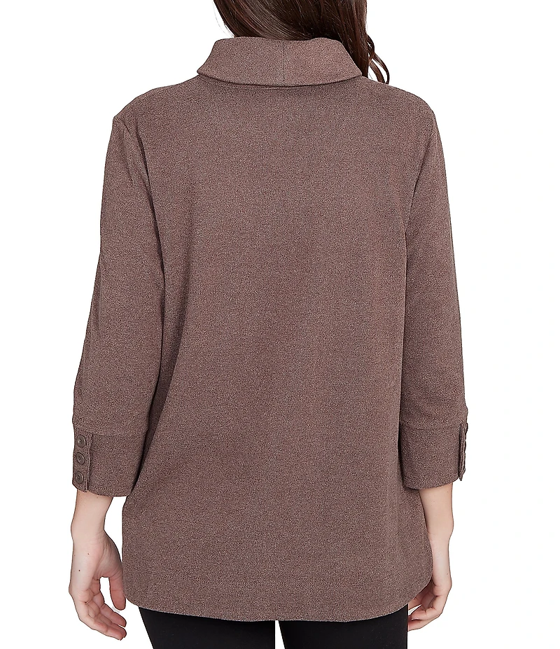 Ruby Rd. Luxe Ribbed Knit Y-Neck 3/4 Sleeve Coordinating Top