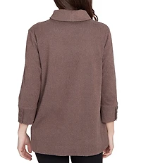 Ruby Rd. Luxe Ribbed Knit Y-Neck 3/4 Sleeve Coordinating Top