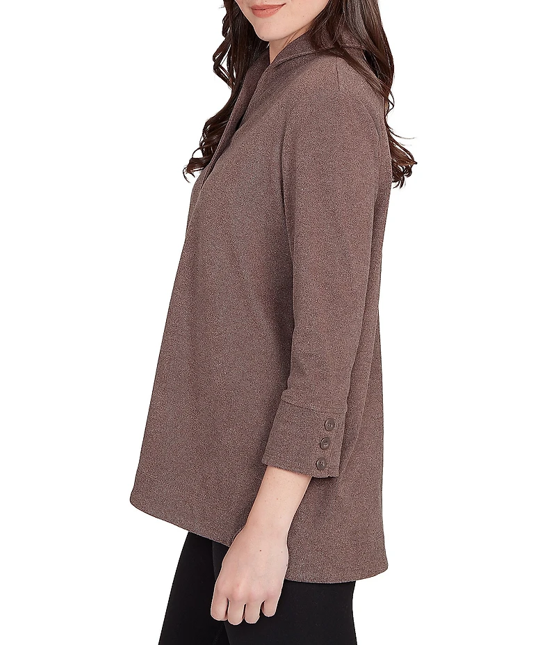 Ruby Rd. Luxe Ribbed Knit Y-Neck 3/4 Sleeve Coordinating Top