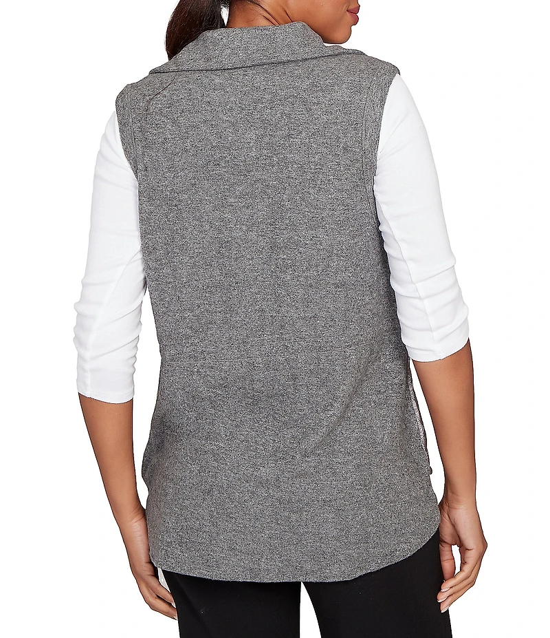 Ruby Rd. Mixed Media Drawstring Waist Button-Front Quilted Vest