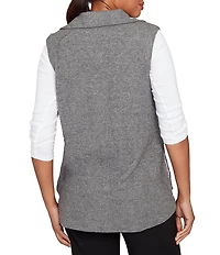 Ruby Rd. Mixed Media Drawstring Waist Button-Front Quilted Vest