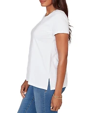 Ruby Rd. Paisley Lace Accents Scoop Neck Short Sleeve Tee Top