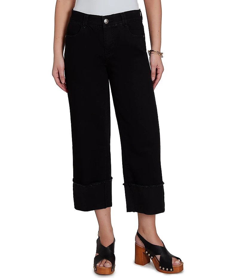 Ruby Rd. Petite Size 5-Pocket Wide Cuff Denim Crop Jeans