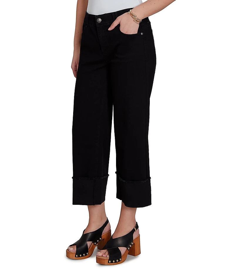 Ruby Rd. Petite Size 5-Pocket Wide Cuff Denim Crop Jeans