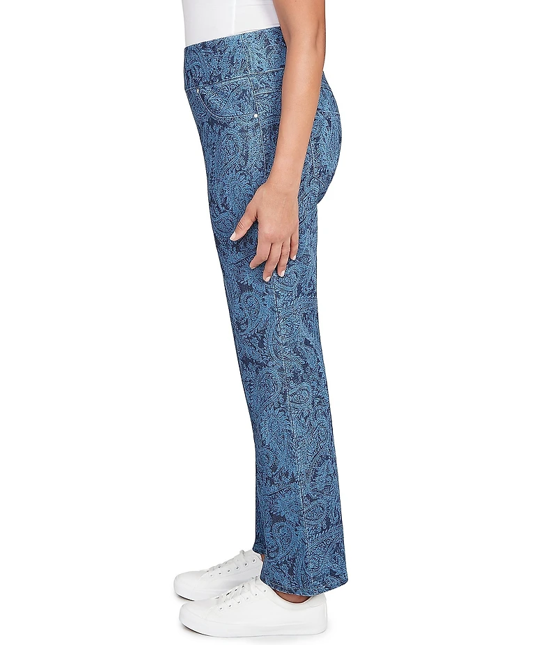 Ruby Rd. Petite Size Allover Paisley Print Pull-On Ankle Jeans