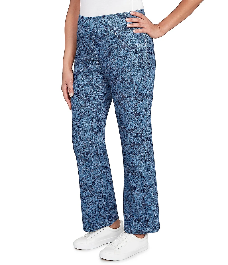 Ruby Rd. Petite Size Allover Paisley Print Pull-On Ankle Jeans