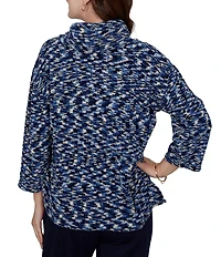 Ruby Rd. Petite Size Chenille Knit Space Dye Draped 3/4 Sleeve Sweater