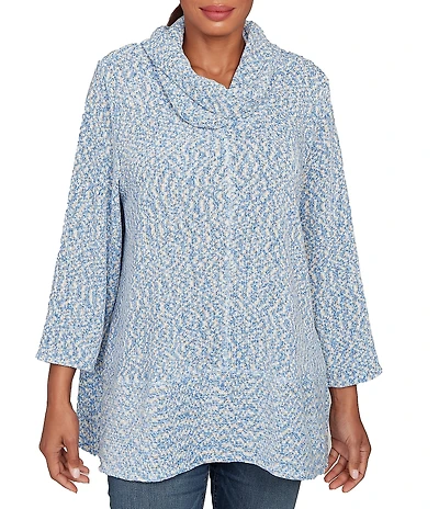 Ruby Rd. Petite Size Chenille Space-Dye Cowl Neck 3/4 Sleeve Top