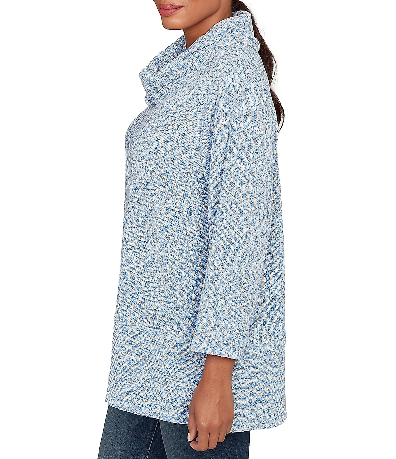 Ruby Rd. Petite Size Chenille Space-Dye Cowl Neck 3/4 Sleeve Top