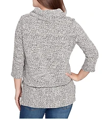 Ruby Rd. Petite Size Chenille Space-Dye Cowl Neck 3/4 Sleeve Top