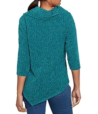 Ruby Rd. Petite Size Cowl Neck 3/4 Sleeve Chenille Knit Top