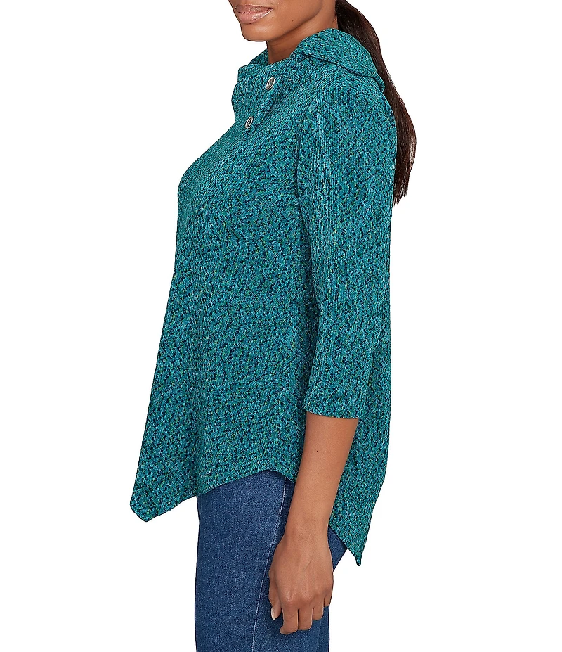 Ruby Rd. Petite Size Cowl Neck 3/4 Sleeve Chenille Knit Top