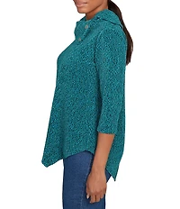 Ruby Rd. Petite Size Cowl Neck 3/4 Sleeve Chenille Knit Top