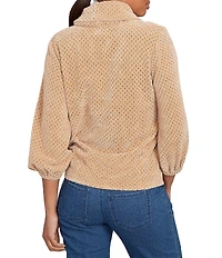 Ruby Rd. Petite Size Cowl Neck 3/4 Sleeve Side Tie Honeycomb Knit Top