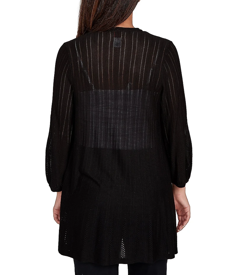 Ruby Rd. Petite Size Cozy Ribbed 3/4 Sleeve Open-Front Cardigan