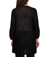 Ruby Rd. Petite Size Cozy Ribbed 3/4 Sleeve Open-Front Cardigan