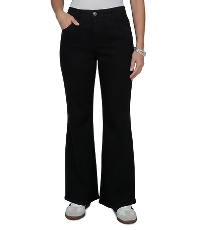 Ruby Rd. Petite Size Denim Black Kick Flare Full Length Jeans