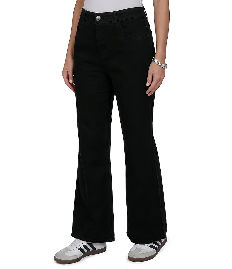 Ruby Rd. Petite Size Denim Black Kick Flare Full Length Jeans