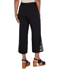 Ruby Rd. Petite Size Double Cotton Gauze Intricate Embroidered Pull-On Ankle Pants