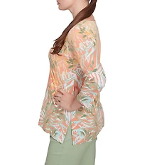Ruby Rd. Petite Size Embellished V-Neck 3/4 Sleeve Knit Top