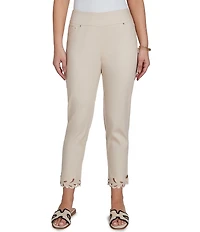Ruby Rd. Petite Size Embroidered Cut Out Trim Straight Leg Ankle Pants