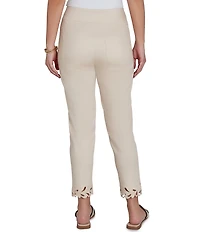 Ruby Rd. Petite Size Embroidered Cut Out Trim Straight Leg Ankle Pants