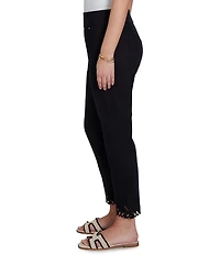 Ruby Rd. Petite Size Embroidered Cut Out Trim Straight Leg Ankle Pants