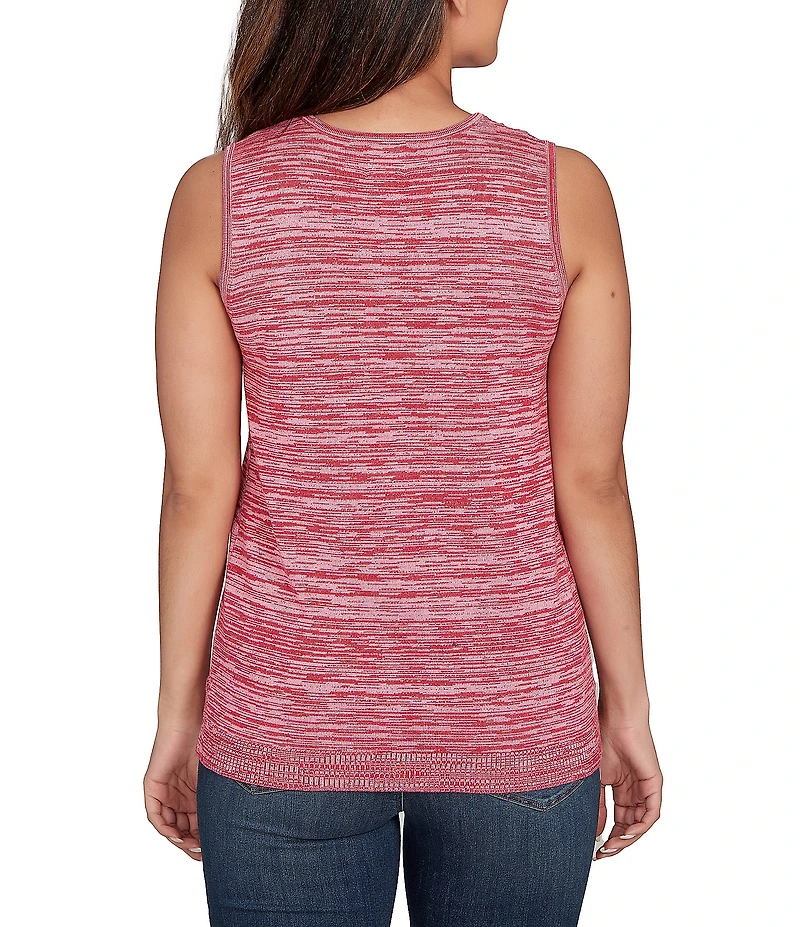 Ruby Rd. Petite Size Embroidered Soft Marled Knit Scoop Neck Sleeveless Sweater Tank