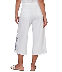 Ruby Rd. Petite Size Embroidered Wide-Leg Capri Denim Pant