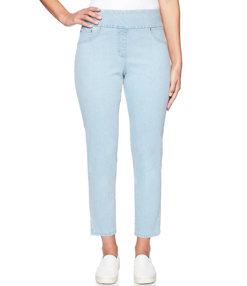 Ruby Rd. Petite Size Extra Stretch Denim Straight Leg Pull-On Ankle Jeans
