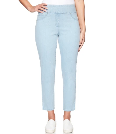 Ruby Rd. Petite Size Extra Stretch Denim Straight Leg Pull-On Ankle Jeans