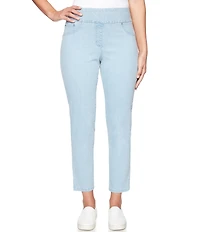 Ruby Rd. Petite Size Extra Stretch Denim Straight Leg Pull-On Ankle Jeans