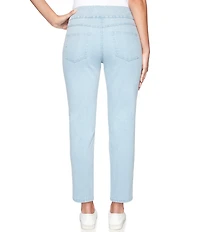 Ruby Rd. Petite Size Extra Stretch Denim Straight Leg Pull-On Ankle Jeans