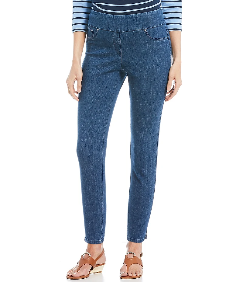 Ruby Rd. Petite Size Extra Stretch Denim Straight Leg Pull-On Ankle Jeans