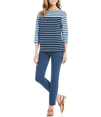 Ruby Rd. Petite Size Extra Stretch Denim Straight Leg Pull-On Ankle Jeans