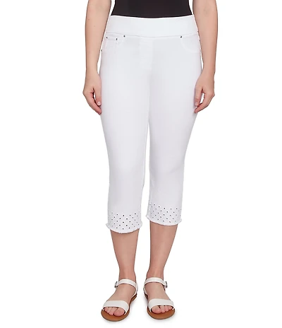 Ruby Rd. Petite Size Eyelet Fringe Hem Pull-On Capri Pants