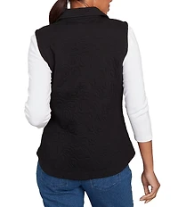 Ruby Rd. Petite Size French Terry Quilted Point Collar Sleeveless Snap-Front Vest