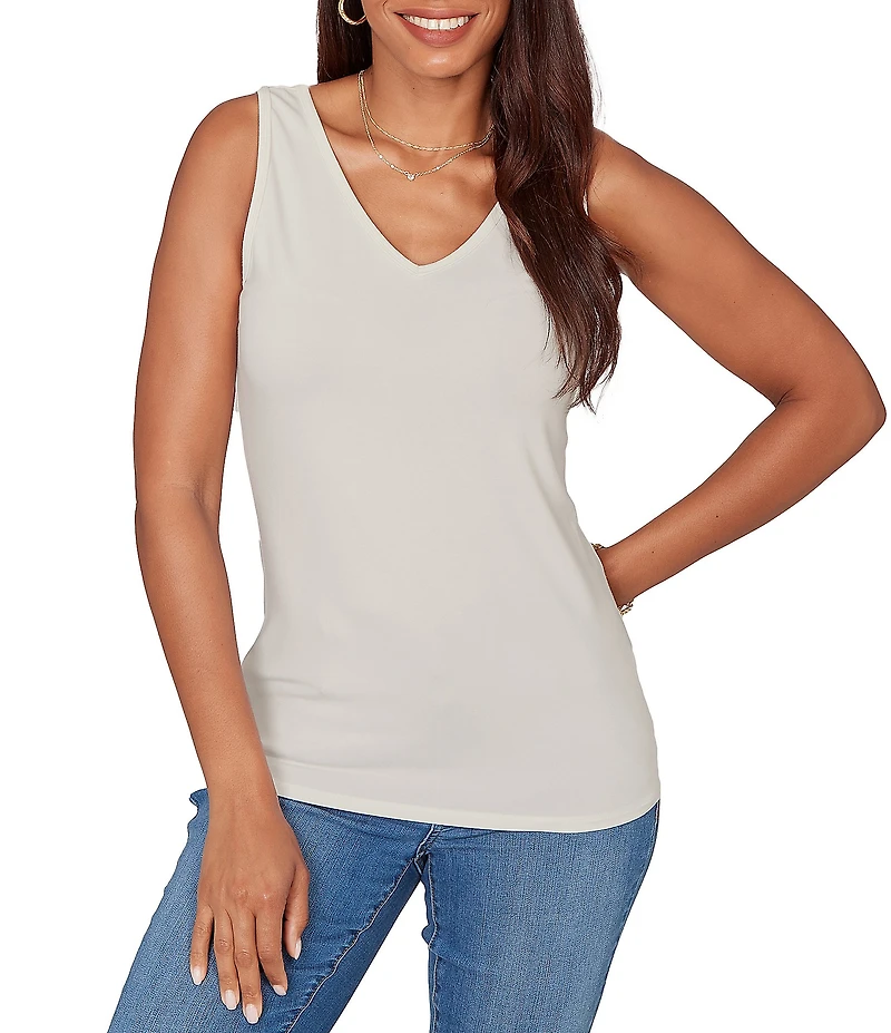 Ruby Rd. Petite Size Jersey Knit Reversible Neck Sleeveless Tank