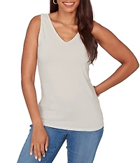 Ruby Rd. Petite Size Jersey Knit Reversible Neck Sleeveless Tank