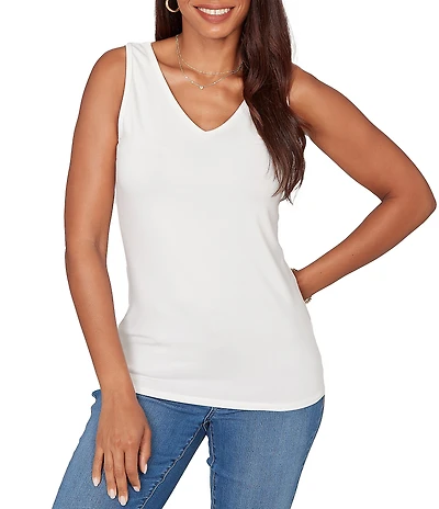 Ruby Rd. Petite Size Jersey Knit Reversible Neck Sleeveless Tank