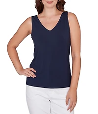 Ruby Rd. Petite Size Jersey Knit Reversible Neck Sleeveless Tank