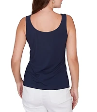 Ruby Rd. Petite Size Jersey Knit Reversible Neck Sleeveless Tank