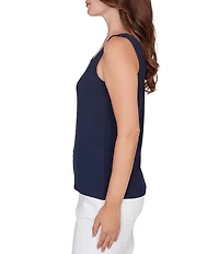 Ruby Rd. Petite Size Jersey Knit Reversible Neck Sleeveless Tank