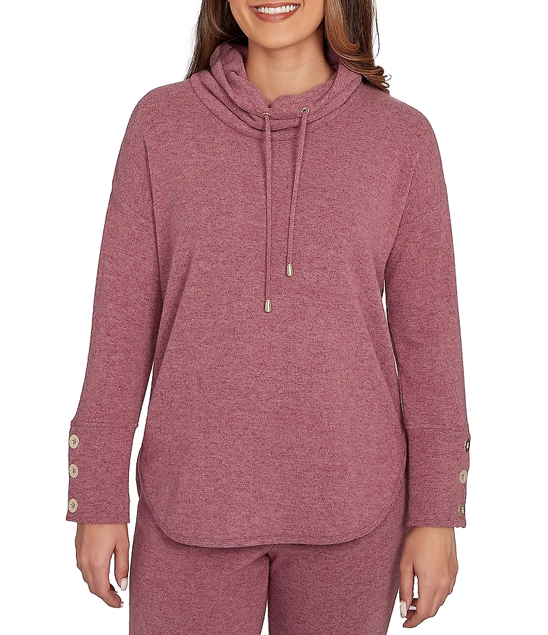 Ruby Rd. Petite Size Knit Cowl Neck Long Sleeve Cozy Top