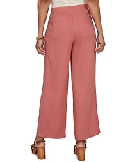 Ruby Rd. Petite Size Lightweight Ramie Lace Trim Sideseam Detail Wide Leg Pull-On Pants