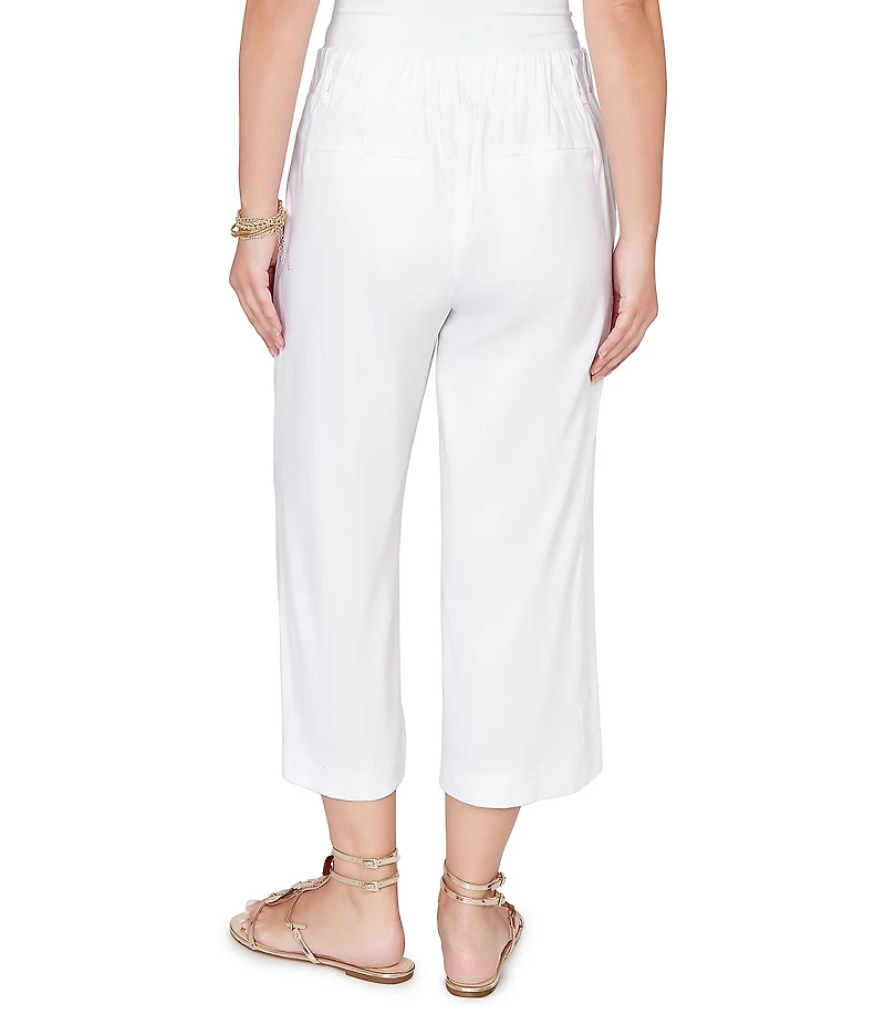 Ruby Rd. Petite Size Linen-Blend Wide Leg Crop Pants