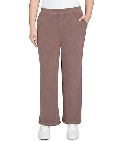 Ruby Rd. Petite Size Luxe Ribbed Wide-Leg Pull-On Coordinating Pants