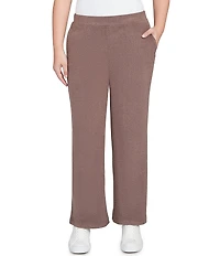 Ruby Rd. Petite Size Luxe Ribbed Wide-Leg Pull-On Coordinating Pants